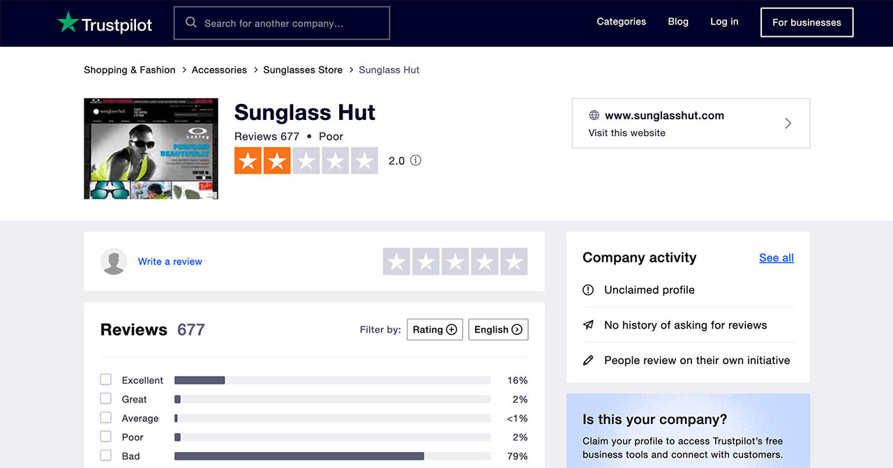 Sunglass Hut Reviews
